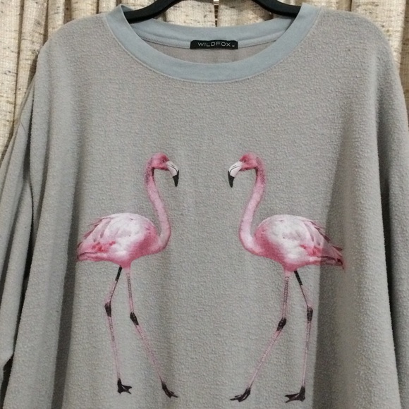 Wildfox Long Sleeve Flamingo Print Sweatshirt - Picture 2 of 7